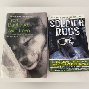 2 military inspired books about dogs